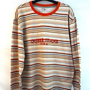 GUESS Jeans x A$AP Rocky - Striped Long Sleeve T-Shirt - Orange/White/Blue - Med